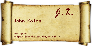 John Kolos névjegykártya